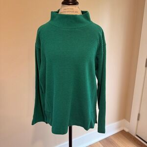 Melloday Women's Green Mock Neck Ribbed Pullover Sweater Size XL